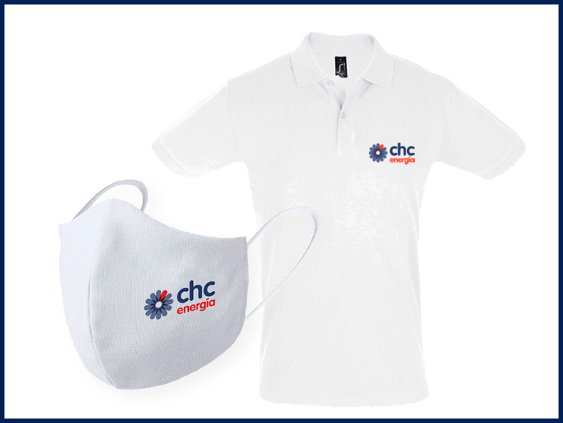 Como te comunicamos a mediados del mes de septiembre, CHC Energía te enviaría los polos corporativos que hemos producido para mejorar aún más la imagen de marca. Además, recibirás mascarillas higiénicas reutilizables.