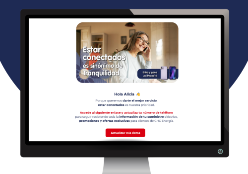 Os compartimos los buenos resultados de nuestra campaña de diciembre de actualización de los datos de los clientes de CHC Energía.
